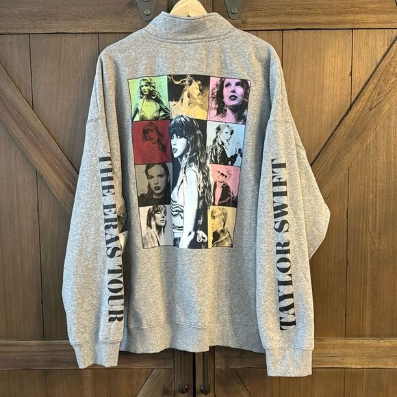 NEW Eras Tour Gray Quarter Zip Pullover Sweatshirt Taylor Swift Grey Zip-Up XXL - Picture 3 of 6